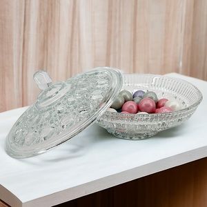 Indiana Glass Windsor Royal Brighton Pattern Covered Clear Crystal Candy Dish